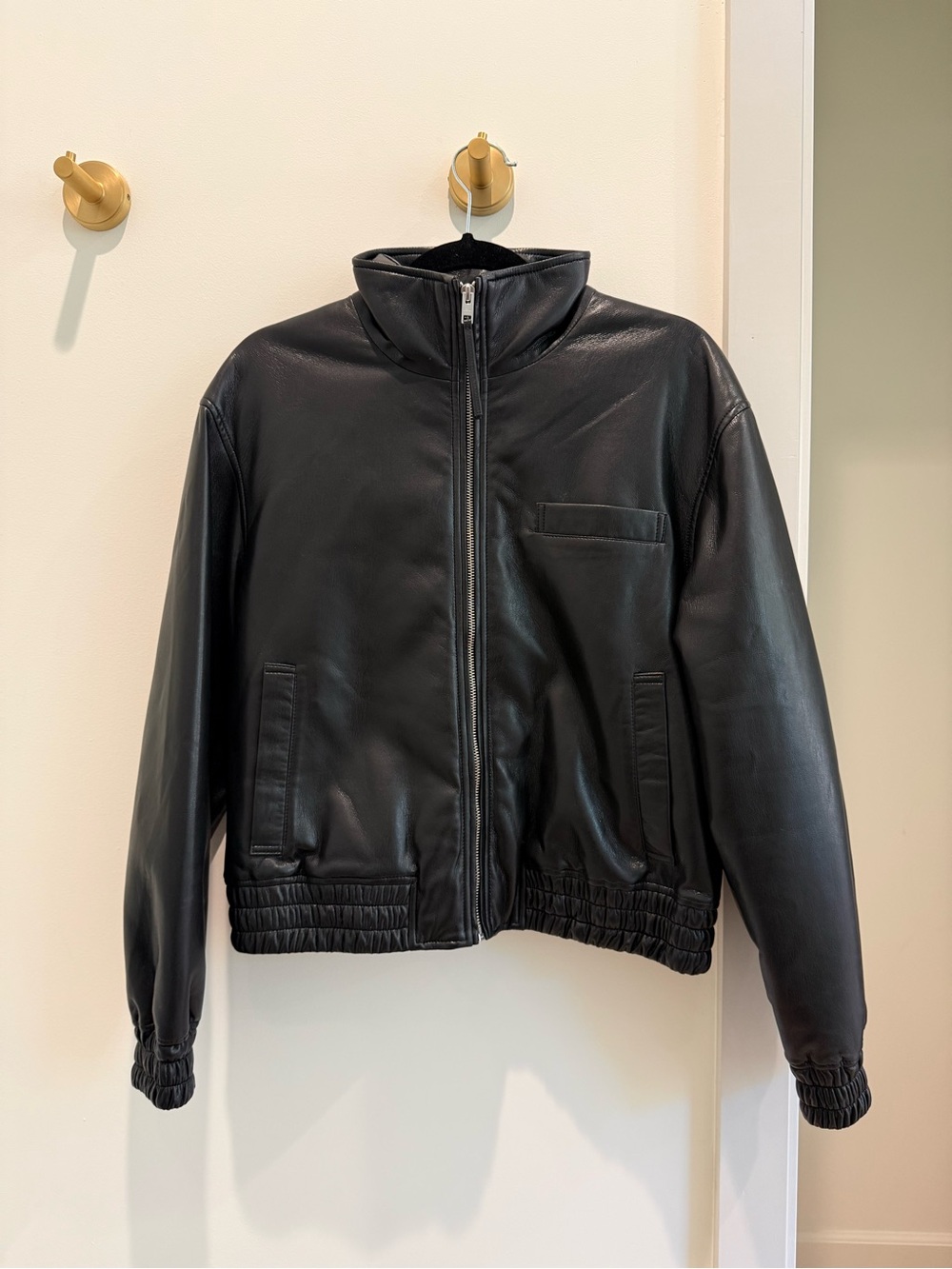 Wilfred Black vegan Leather Zip-Front Jacket